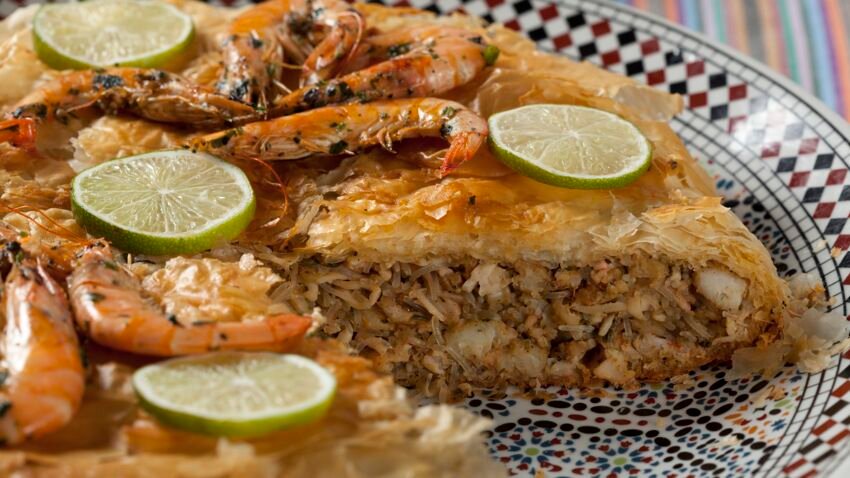 Moroccan fish pastilla close up